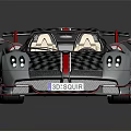 Pagani Huayra Supercar Gray With Red Stripes Carbon Fiber Sleek Design Rear Wing Sporty Wheels