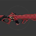 Modern Tactical Weapon With Red Body And Decorative Black Gold Patterns Design 3d model