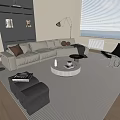 Sofa Coffee Table Combination Multi-person Sofa Leisure Sofa Floor Lamp Jewelry Ornaments 3d model