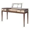 Modern Dressing Table With Wooden Frame Mirror And Drawer Storage For Bedroom