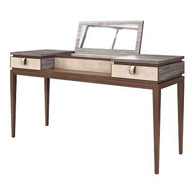 Modern Dressing Table With Wooden Frame Mirror And Drawer Storage For Bedroom 3d model
