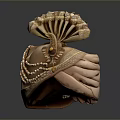 Shell Shaped Ornate Household Item With Golden Accents And Pearl Details