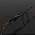 Classic Vintage Rifle With Wooden Stock Black Barrel And Tripod Stand