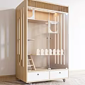 Wooden Pet Cat Cabinet With Glass Door Shelves And Cat Shaped Decor
