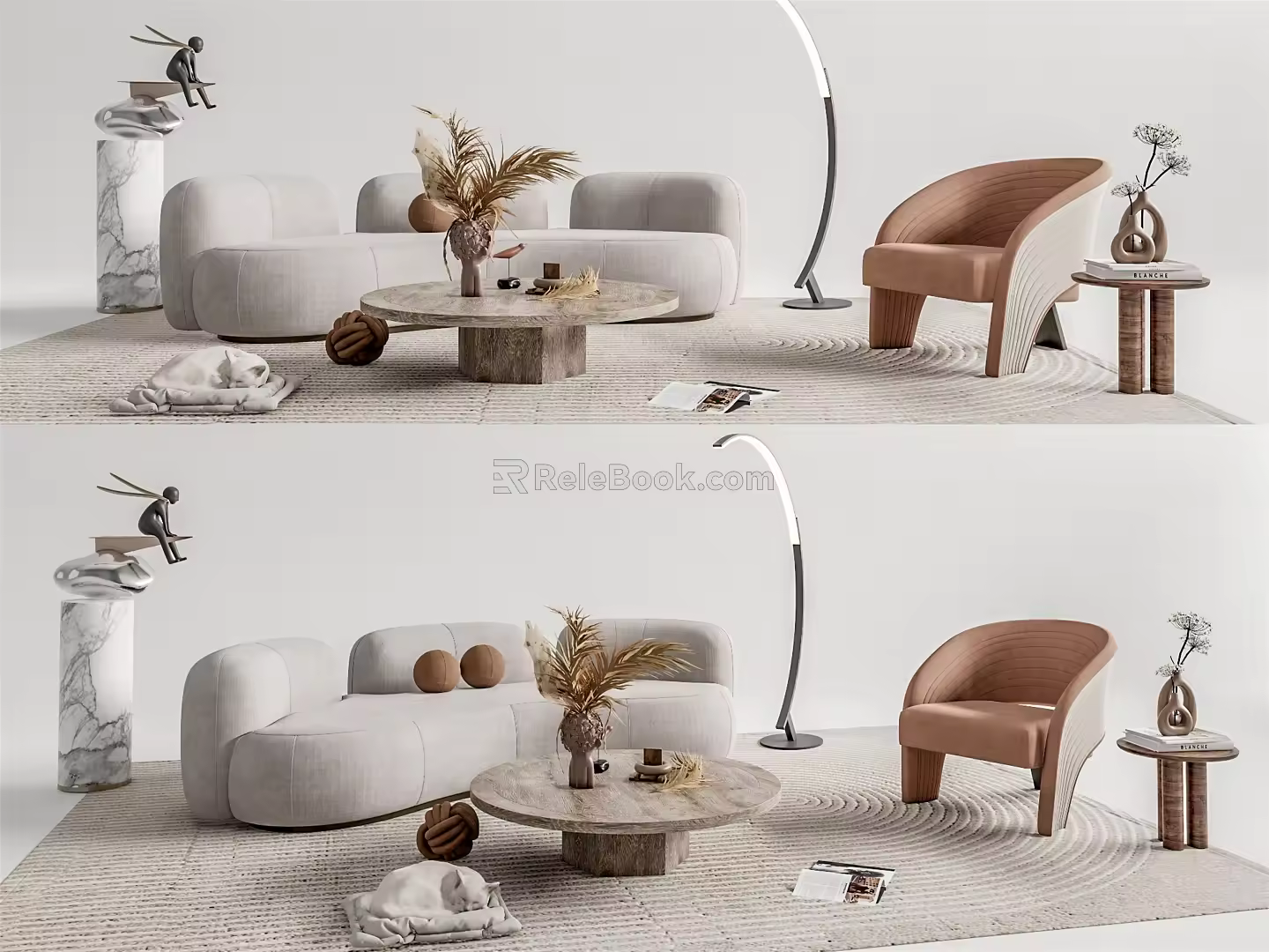 Modern sofa coffee table combination 3d model