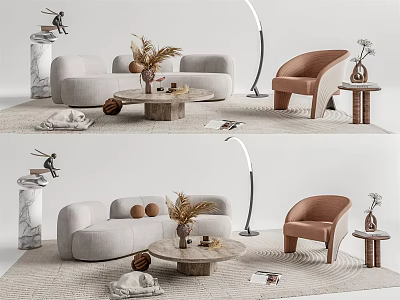 Modern sofa coffee table combination 3d model