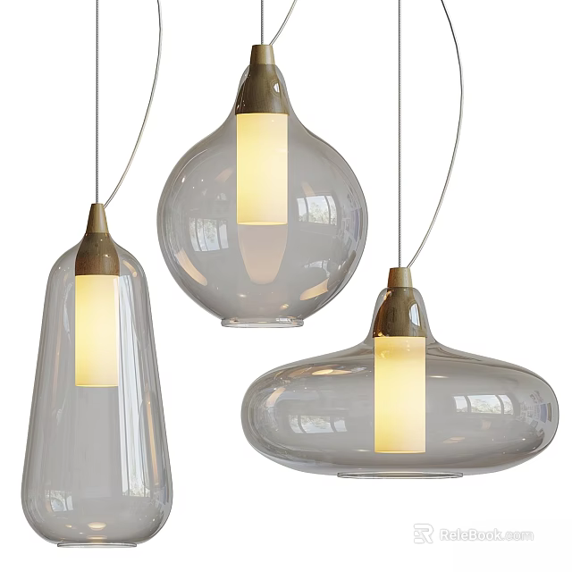 Modern Glass Pendant Lights with Unique Shapes Warm Illumination and Metallic Accents 3d model 