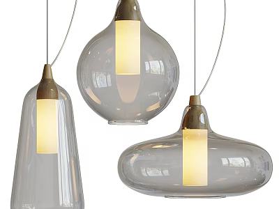 Modern Glass Pendant Lights with Unique Shapes Warm Illumination and Metallic Accents 3d model