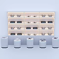 Smart Drones Showcase On Illuminated Shelves With Multiple Round Display Stands 3d model