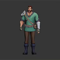 Cartoon Style 3D Male Character With Green Top Brown Pants Backpack Shoulder And Wrist Guards