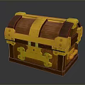 Vintage Wooden Treasure Chest With Golden Metal Accents For Decorative Home Storage