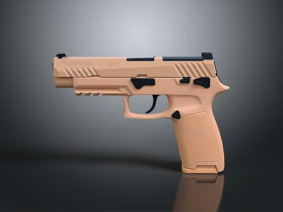 Modern Tan Tactical Pistol With Ergonomic Grip And Black Accents 3d model