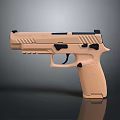 Modern Tan Tactical Pistol With Ergonomic Grip And Black Accents