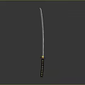 Traditional Samurai Sword With Curved Blade And Decorative Handle Isolated On Gray Background