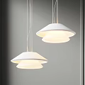 Modern Minimalist White Two Pendant Lights With Double Layer Design Hanging Interior 3d model