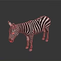3D Rendered Game Movie Character Black White Striped Zebra on Gray Background with Reflection