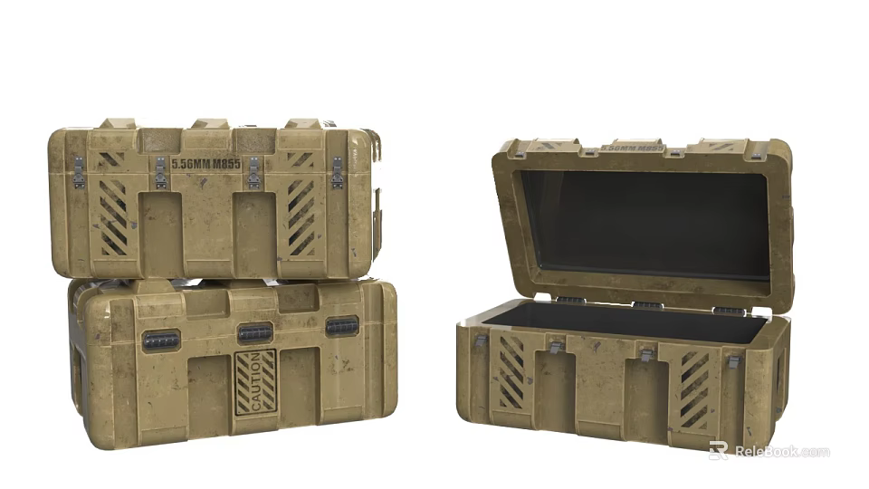 Rugged Household Storage Boxes With Stackable Design Open Lid And Ventilation Grilles 3d model 