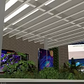 Futuristic Stage Setup With Large LED Screen Colorful Lighting And Cosmic Background