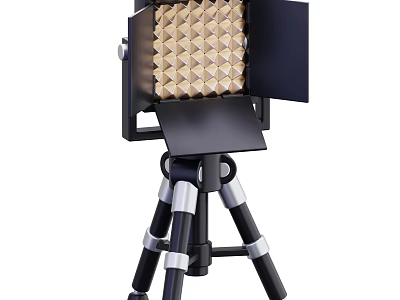 Professional Black Studio Light With Grid Panel Design On Tripod Stand 3d model