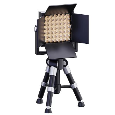 Professional Black Studio Light With Grid Panel Design On Tripod Stand 3d model