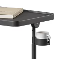 Modern Side Table with Tray Top Cup Holder Black and Light Gray Design 3d model