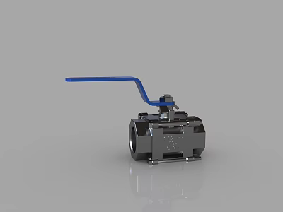 Stainless Steel Ball Valve With Blue Lever Handle And Metal Body Construction 3d model