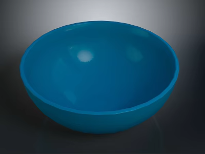 Handcrafted Blue Bowl Sculpture With Smooth Surface And Round Shape Design 3d model