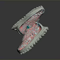 Modern Gray Teal Pink Sneakers With Thick Tread Sole And Breathable Upper