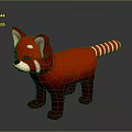 Red Panda Plush Toy With Red Fur White Facial Markings And Striped Tail