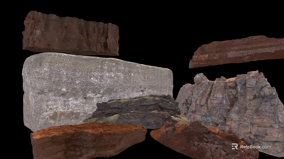 Natural Stone and Timber Materials with Various Textures and Sizes for Construction and Decoration 3d model 