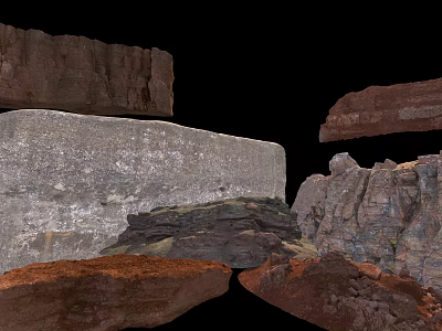 Natural Stone and Timber Materials with Various Textures and Sizes for Construction and Decoration 3d model