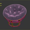 Stylish Chair With Blue Round Cushion And Wooden Frame Design