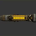 Retro Futuristic Sci Fi Weapon With Gold Silver Metallic Finish And Yellow Glowing Panel