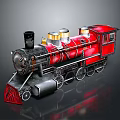Vintage Red Steam Train Model With Black Chimney And Gold Accents