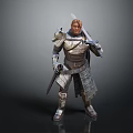 Detailed Medieval Warrior Game Movie Character In Full Armor With Swords Standing 3d model