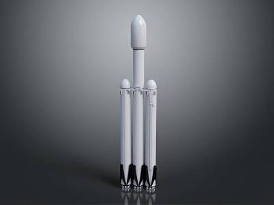 White Multi Stage Space Rocket With Thrusters For Space Exploration Mission 3d model