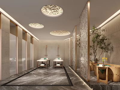 Modern SPA beauty spread bath area bath area public bath room 3d model