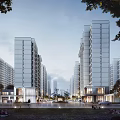 Aerial Planning of Modern High Rise Residential Area With Greenery Streets and Public Spaces