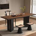 Modern Tea Table and Chair Tea Table Tea Set Stool 3d model