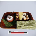 Cream Dessert with Chocolate Sprinkles on Wooden Tray featuring Yellow Cup Square Pastries Green Napkins