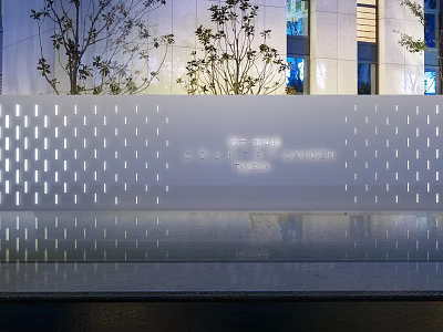 Modern White Perforated Fence In Urban Scene 3d model