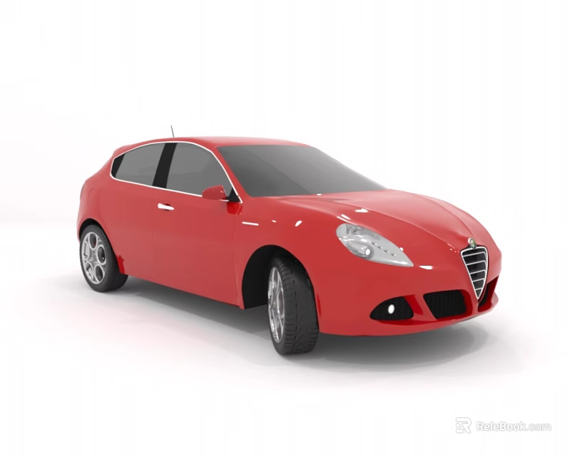 Red Hatchback Car With Modern Design Sleek Body And Alloy Wheels 3d model 