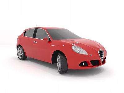 Red Hatchback Car With Modern Design Sleek Body And Alloy Wheels 3d model