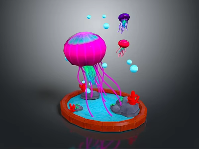 Barrel Jellyfish Fireworks Jellyfish Silver Coin Jellyfish Flower Hat Jellyfish Purple Sea Thorn Jellyfish Mediterranean Omelet Jellyfish 3d model