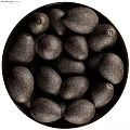Fresh Ripe Black Olives Arranged in Golden Brass Bowls for Decorative