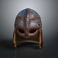 Ancient Viking Style Metal Helmet Weapon With Decorative Rivets And Historical Design