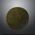 Moss Covered Sphere With Green And Brown Textured Surface On Gray Background 3d model