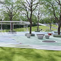 Residential Landscape Design With Lush Green Lawn Trees And Water Feature Pathway