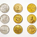 Vintage Diverse Silver and Gold Coins Featuring Detailed Portraits and Designs