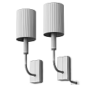 Modern Silver and Gold Wall Lamps with White Shades Mounted on Gray Wall